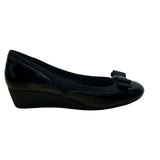 Anne Klein Sport Women’s Black Patent Leather Bow Slip-On Wedge Pumps Size 8.5M