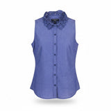 Banana Republic Womens Blue Sleeveless Lace-Collar Button Down Blouse Size 4