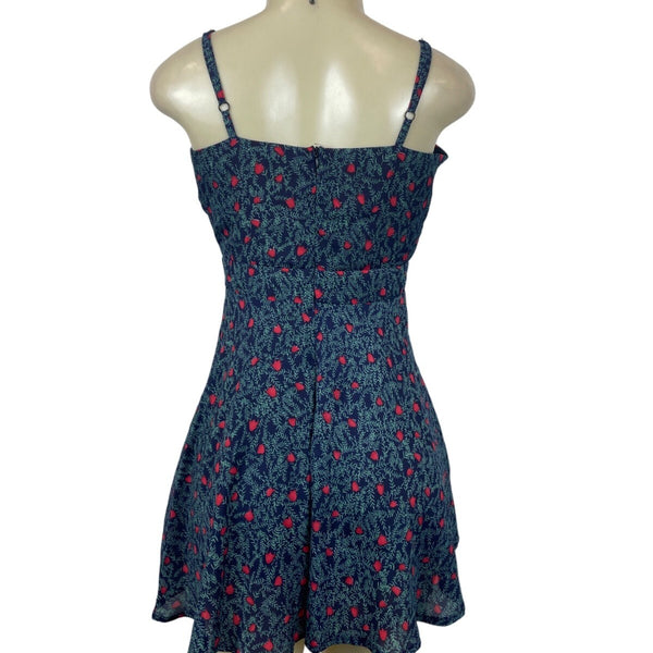 Floral Spaghetti Strap Dress With V-Neck & Fit-And-Flare Design For Women Sz L