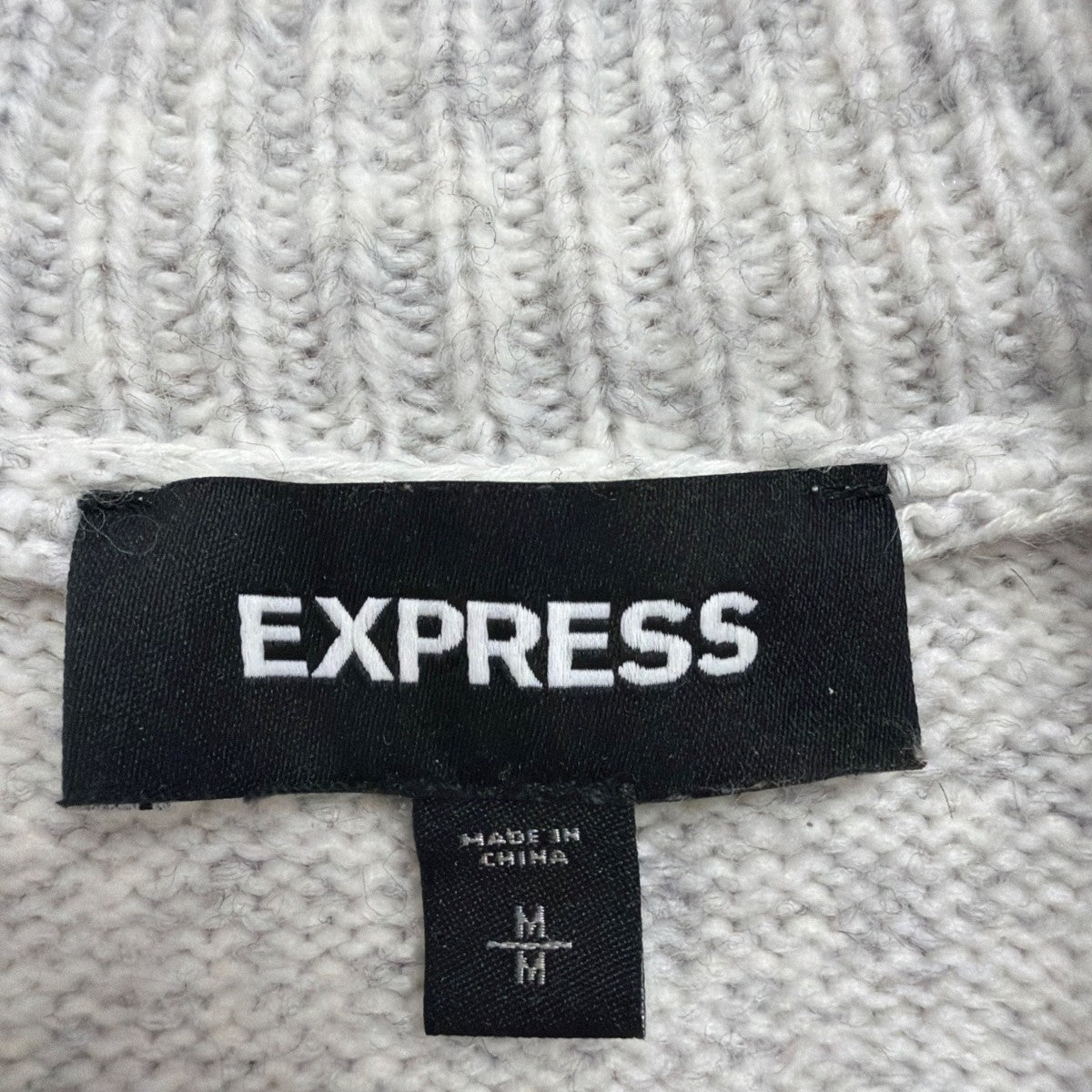 Express Mens Light Gray Button-Front Sweater Collared Knit Pullover Sz M