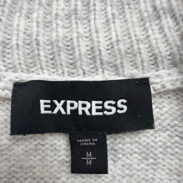 Express Mens Light Gray Button-Front Sweater Collared Knit Pullover Sz M