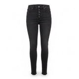 We The Free Womens Black Cotton Blend High-Waisted Button-Fly Skinny Jeans Sz 28