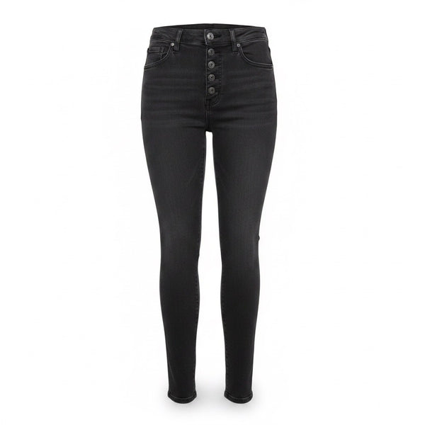 We The Free Womens Black Cotton Blend High-Waisted Button-Fly Skinny Jeans Sz 28