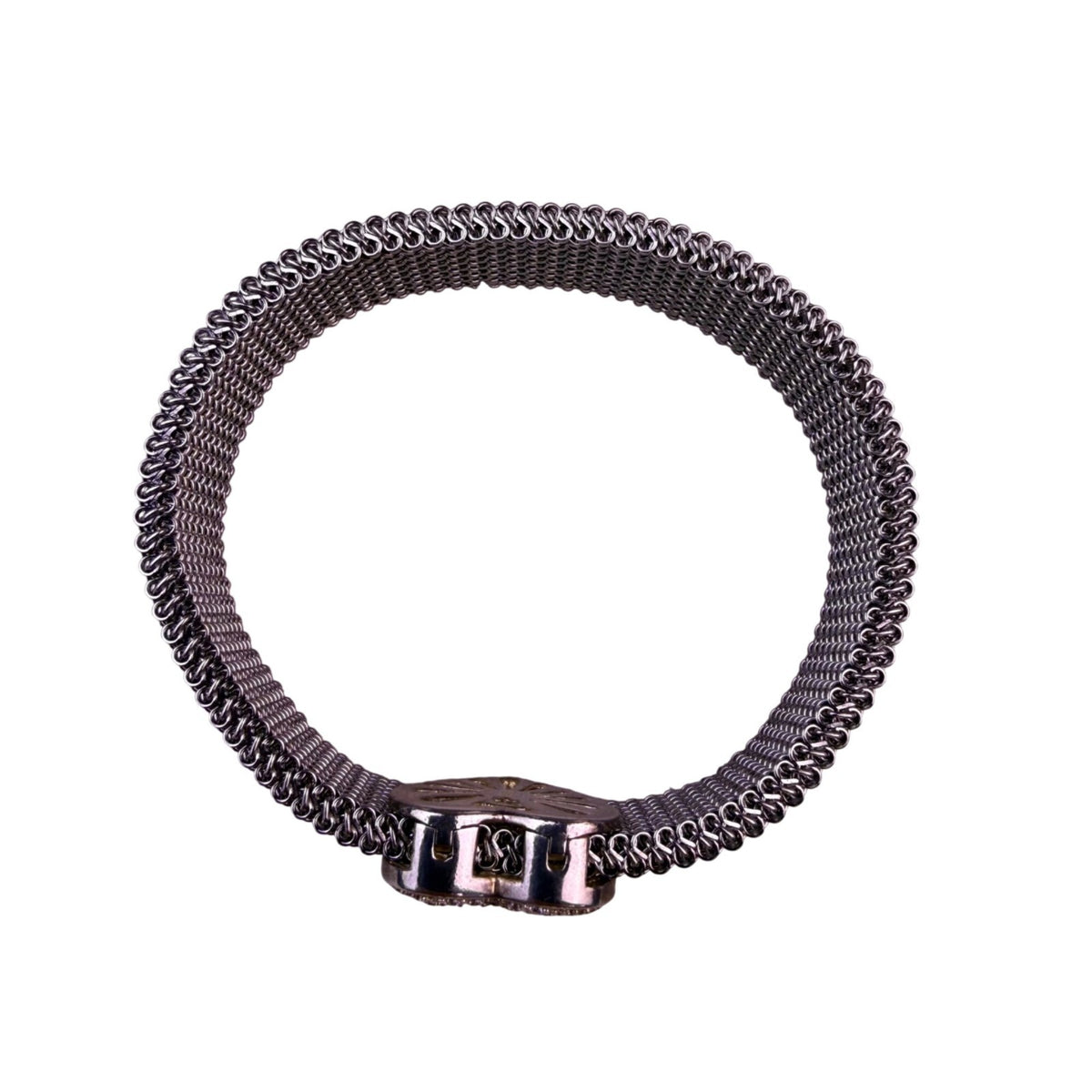 Stainless Steel Women Silver Tone Heart Bracelet With Sterling Silver Accents