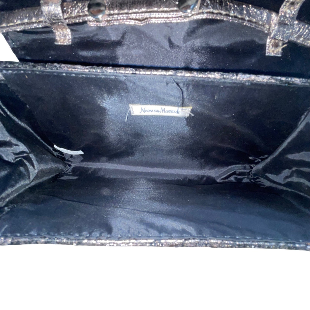 Neiman Marcus Women’s Dark Silver With Silver-Tone Strap  Envelope Clutch