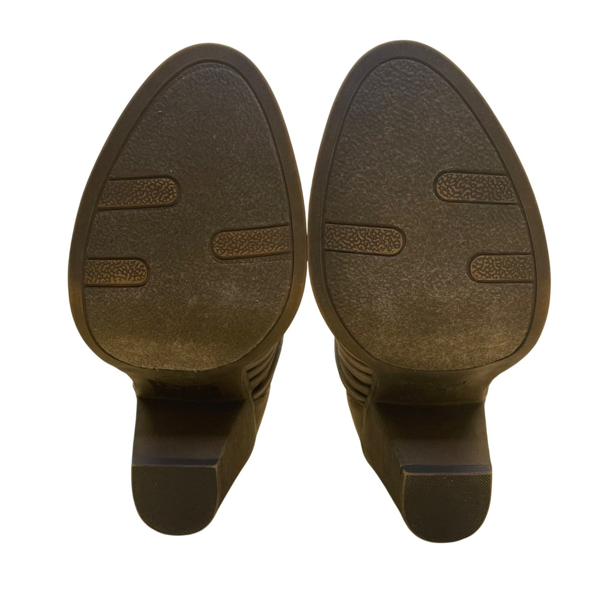 Fergalicious Women’s Taupe Zip Closure Heeled Weever Ankle Booties Size 7.5M