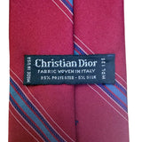 Christian Dior Mens Maroon Striped Polyester/Silk Classic Tie
