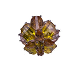 Silver Tone Womens Yellow Faceted Floral Cocktail ,  Metal Jewelry
