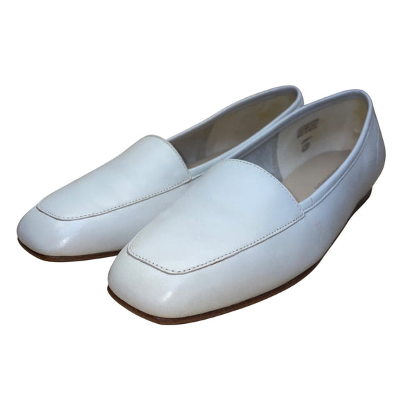 Enzo Angiolini Women’s White Leather Lining And Sole Slip-On Loafers Size 8.5