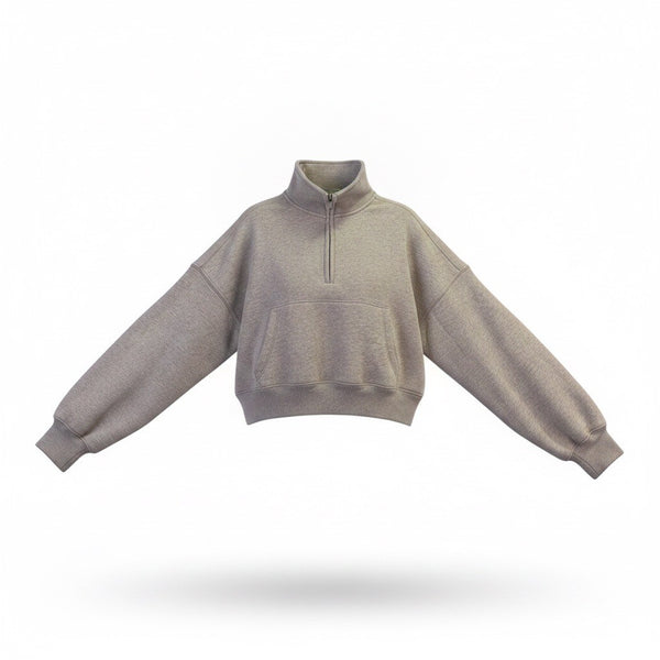 Abercrombie & Fitch Womens Gray Cropped Half-Zip Sweatshirt Size S