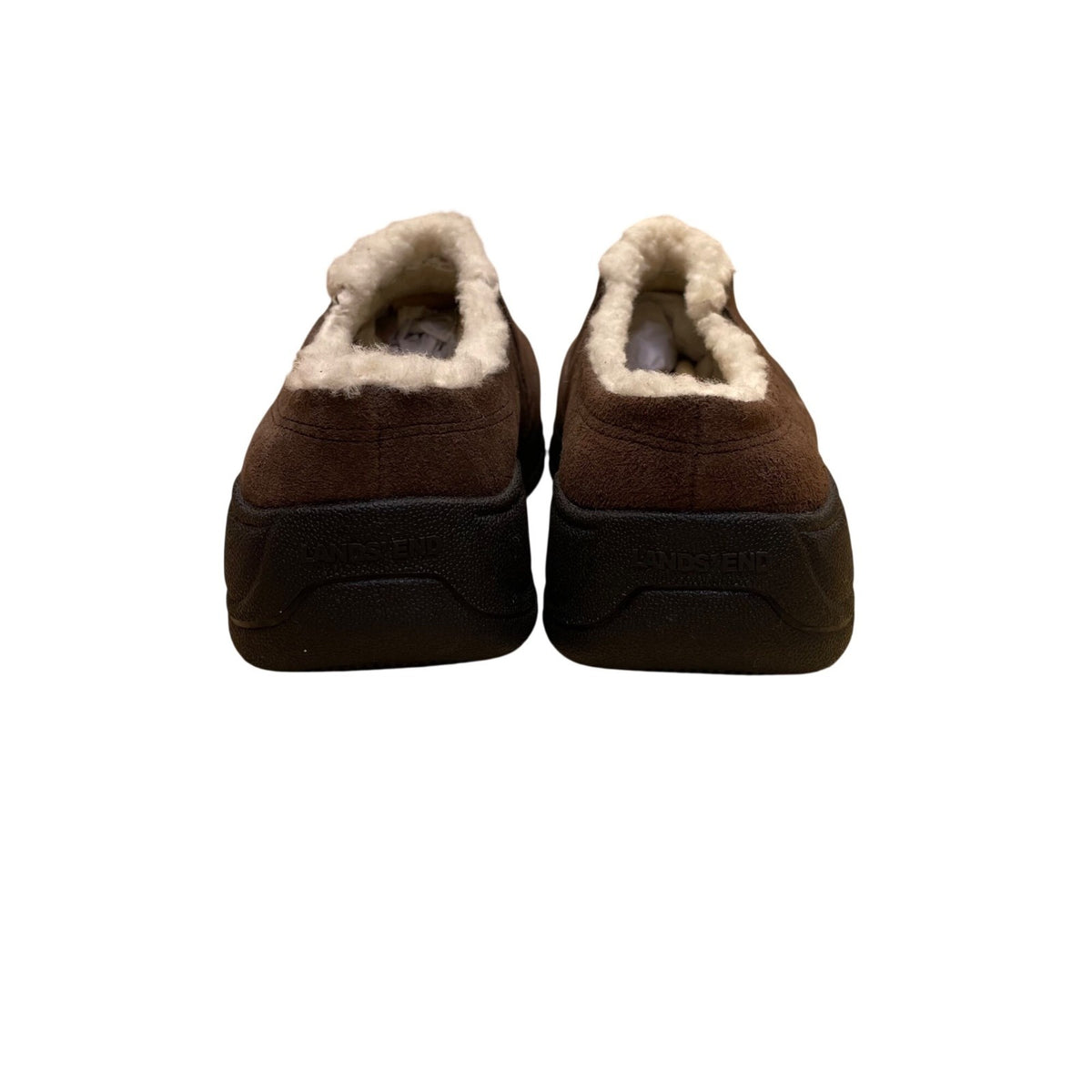 Lands End Womens Brown Suede All Day Comfort Walking Clogs Slip-On Shoes Sz 9.5