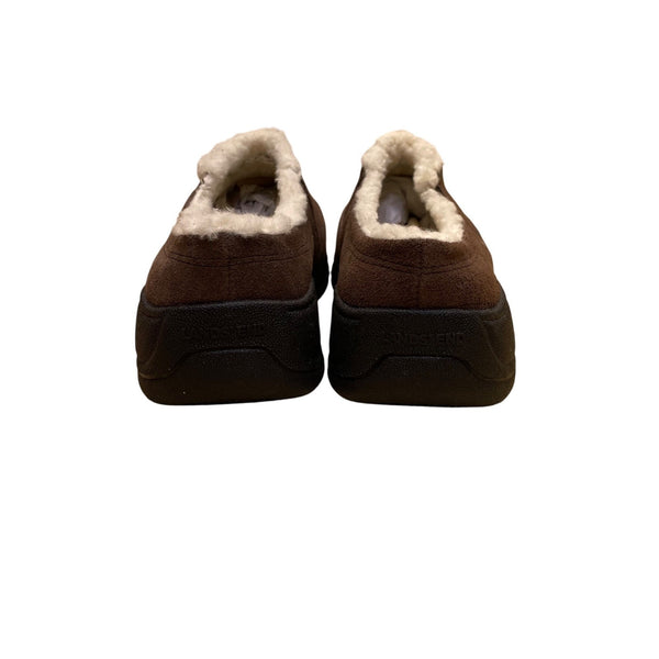 Lands End Womens Brown Suede All Day Comfort Walking Clogs Slip-On Shoes Sz 9.5
