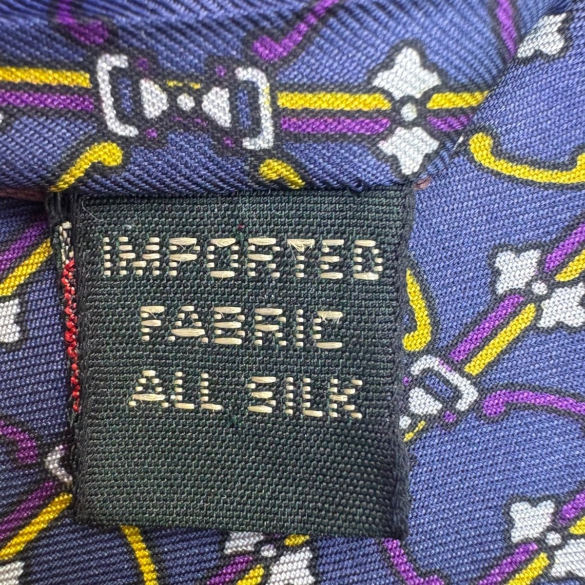 Bert Pulitzer Mens Blue Yellow Purple Silk Tie Bit Print