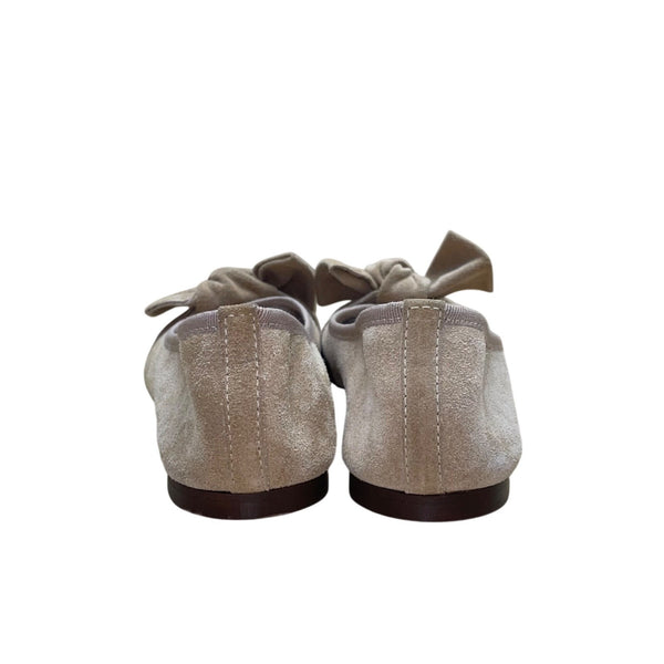 Avellini Women’s Beige Leather Bow Accent Slip-On Ballet Flats Size 9