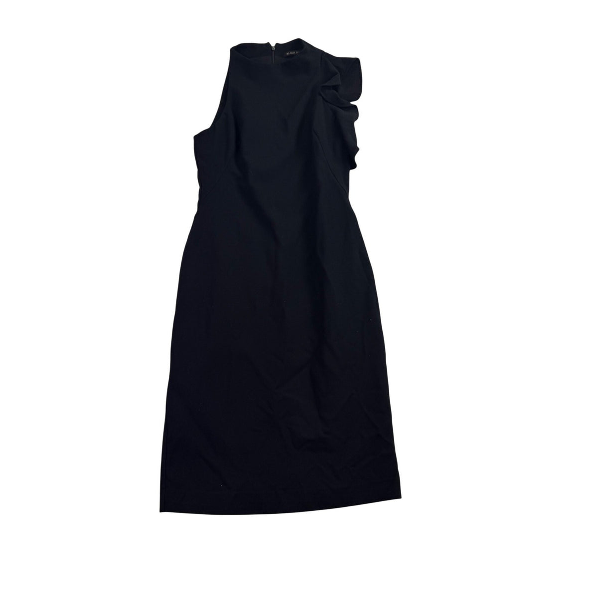 Black Halo Womens Black Cocktail Sheath Dress Ruffle Detail Size 2