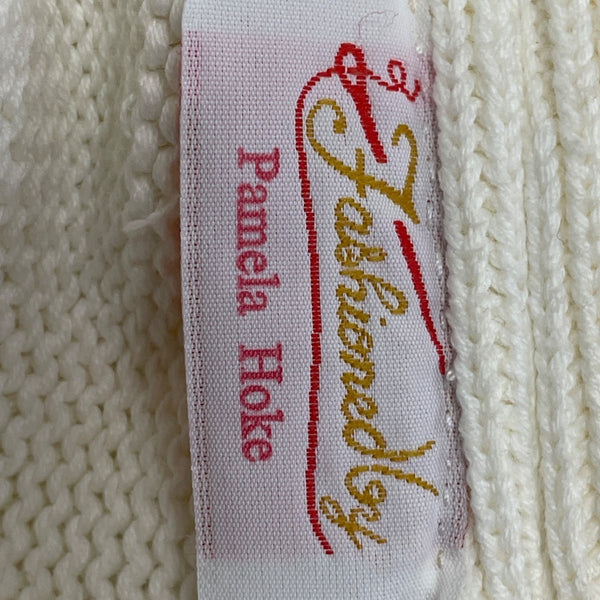 Vintage Fashioned By Pamela Hoke Gold & White Womens Knitted Cardigan