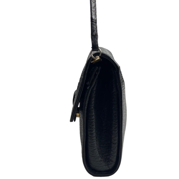 Desmo Women's Black Pebbled Leather Shoulder Crossbody Flap Bag Sz S