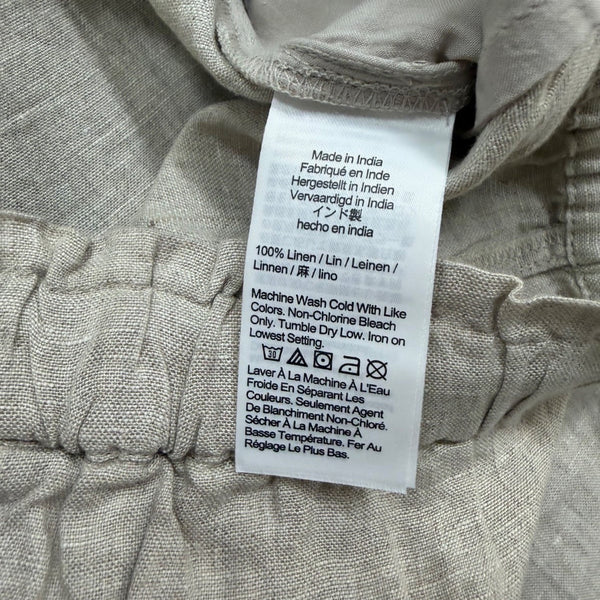 J.Crew Mens Natural Linen Elastic Waist Relaxed Pants Beige Lightweight Size M