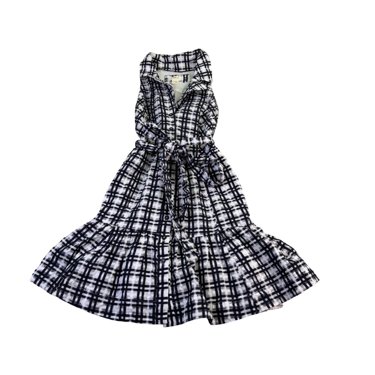 Maeve Anthropologie Womens Black & White Plaid Sleeveless Button-Down Dress Sz 4