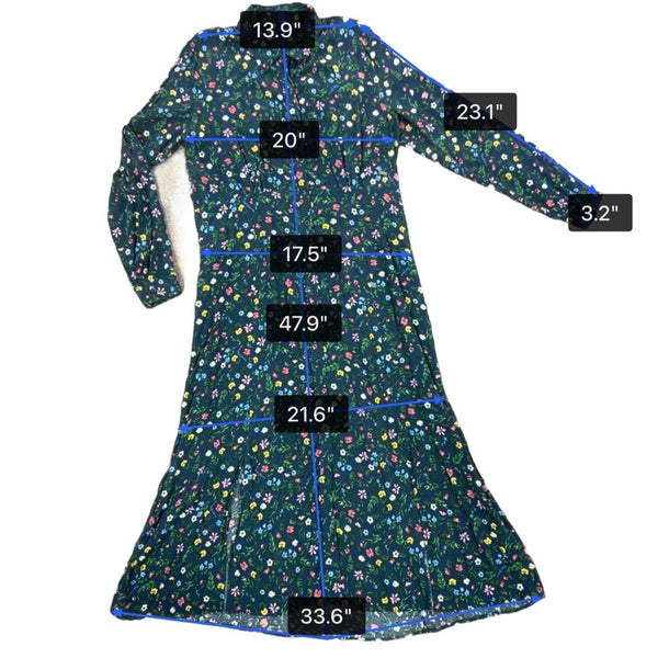 Pepe Jeans Womens Blue Floral Polyester Button-Down Midi Dress Size L