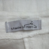 Made In Italy Womens White Linen Short Sleeve Midi Dress Pockets Relaxed Fit