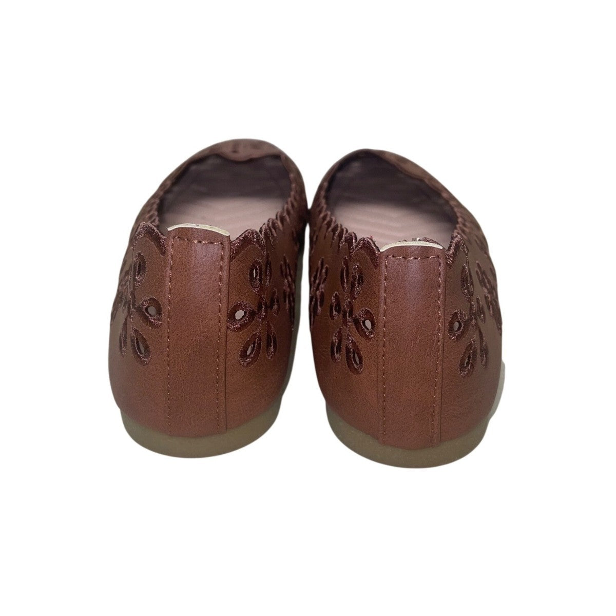 Women’s Brown Cutout Floral Design Ballet Flats Size 8.5