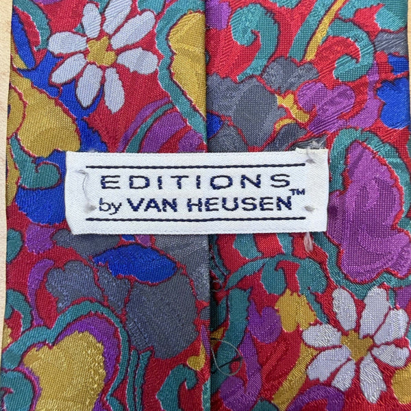 Editions By Van Heusen Mens Colorful Polyester Floral Pattern Tie Red/Multicolor
