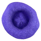 Wool Purple Womens Felted Handmade Hat With Flower Detail Elegant Soft Wide Brim
