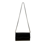 Empire-ORR Women’s Black Patent Leather Gold Chain Strap Clutch Bag