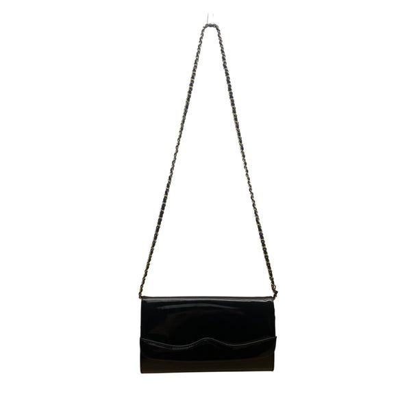 Empire-ORR Women’s Black Patent Leather Gold Chain Strap Clutch Bag