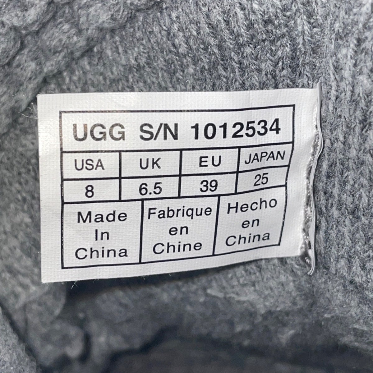 UGG Women’s Gray Knit Cuff & Suede Strap Detail Classic Pull-On Boots Size 8