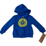 True Religion Baby Hoodie Blue Zip-Up Sweatshirt With Yellow Logo Size 12M- New