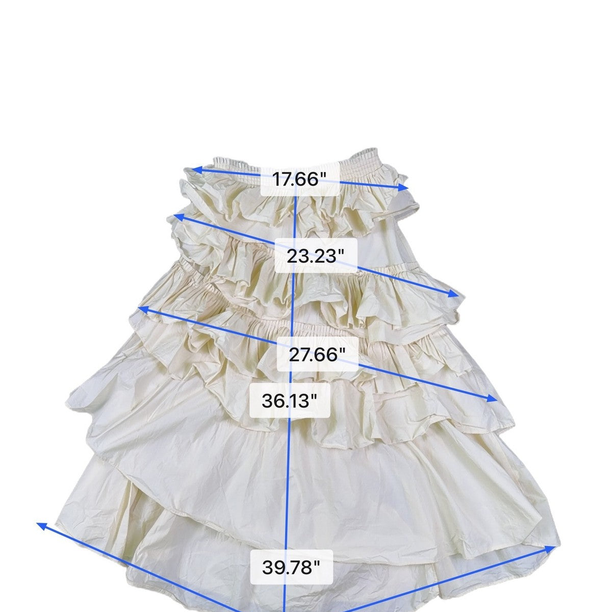 Mable Women’s Ivory Cotton Ruffled Layered Maxi Skirt Flowy Elastic Waist Size M