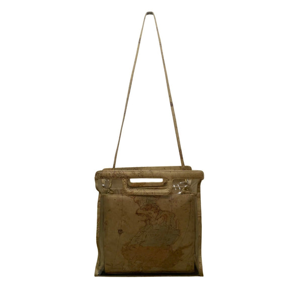 JR Comeco Women’s Beige Map Print With Clear Overlay Crossbody Bag