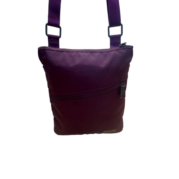 Eddie Bauer Womens Purple Nylon Adjustable Strap Zippered Pockets Crossbody Bag