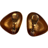 Vintage Monet Womens Gold Tone Clip-On Earrings Retro Abstract Design