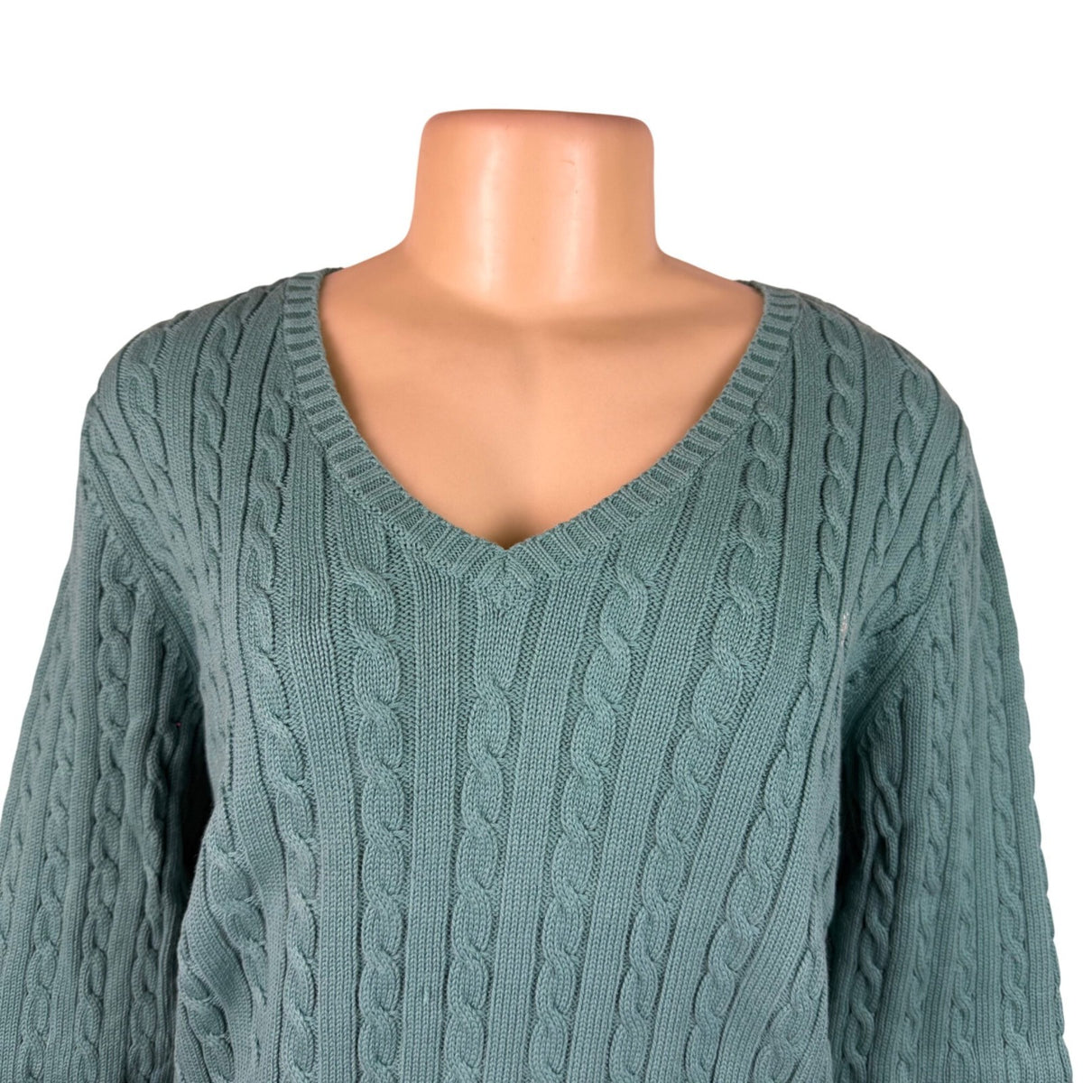Lauren Ralph Lauren Womens Cable Knit Sweater V-Neck Pullover Sz XL