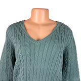 Lauren Ralph Lauren Womens Cable Knit Sweater V-Neck Pullover Sz XL