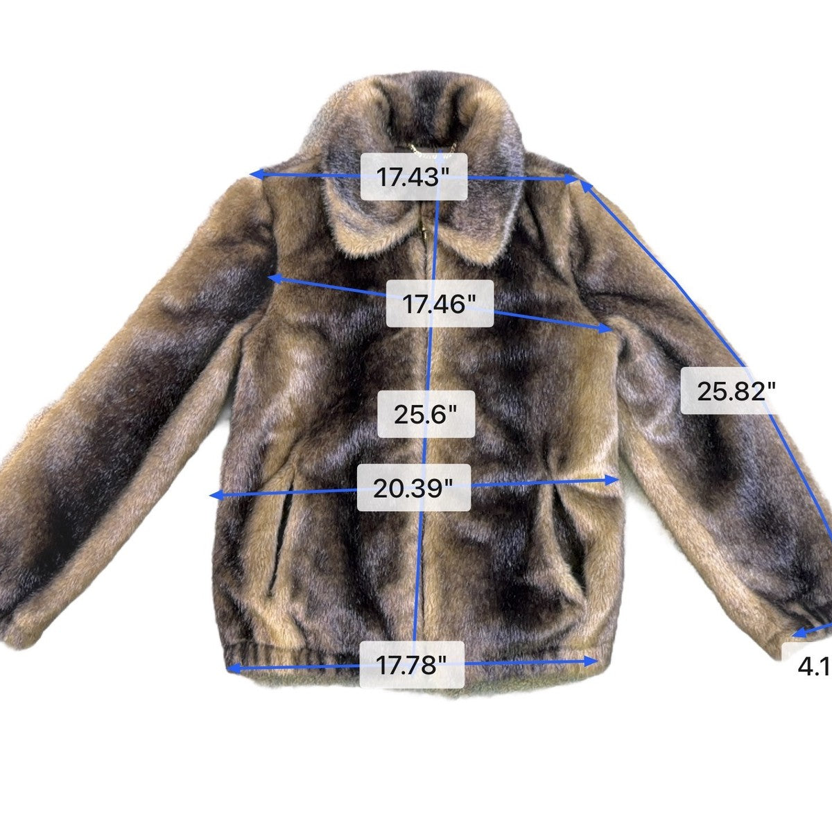 Ellen Tracy Womens Brown Faux Fur Jacket Full Zip Sz M