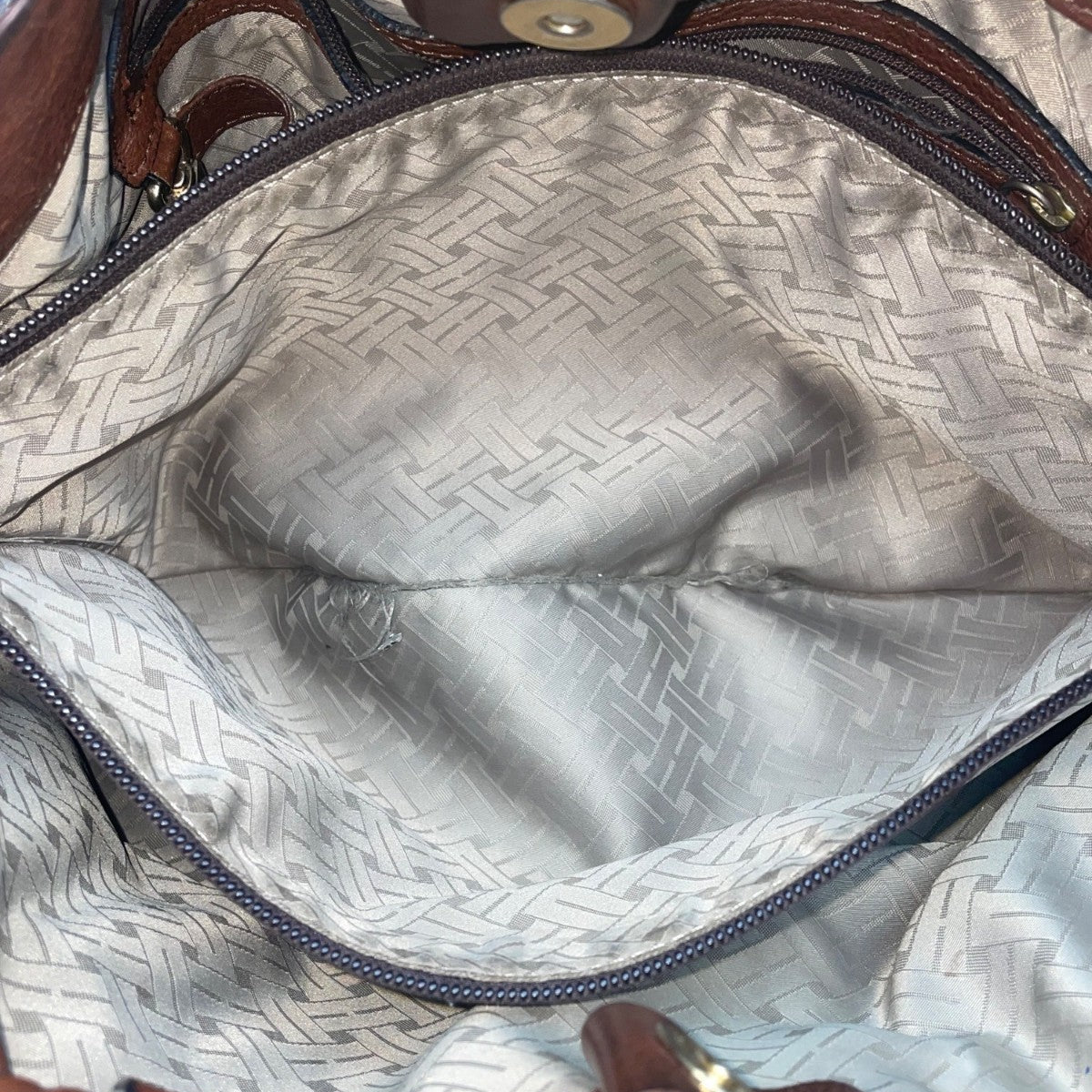 Cole Haan Women’s Brown Leather Drawstring Braided Handles Slouchy Shoulder Bag