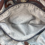 Cole Haan Women’s Brown Leather Drawstring Braided Handles Slouchy Shoulder Bag