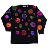 Cedars Womens Black Wool Sweater Sequin Embellished Circles Size L