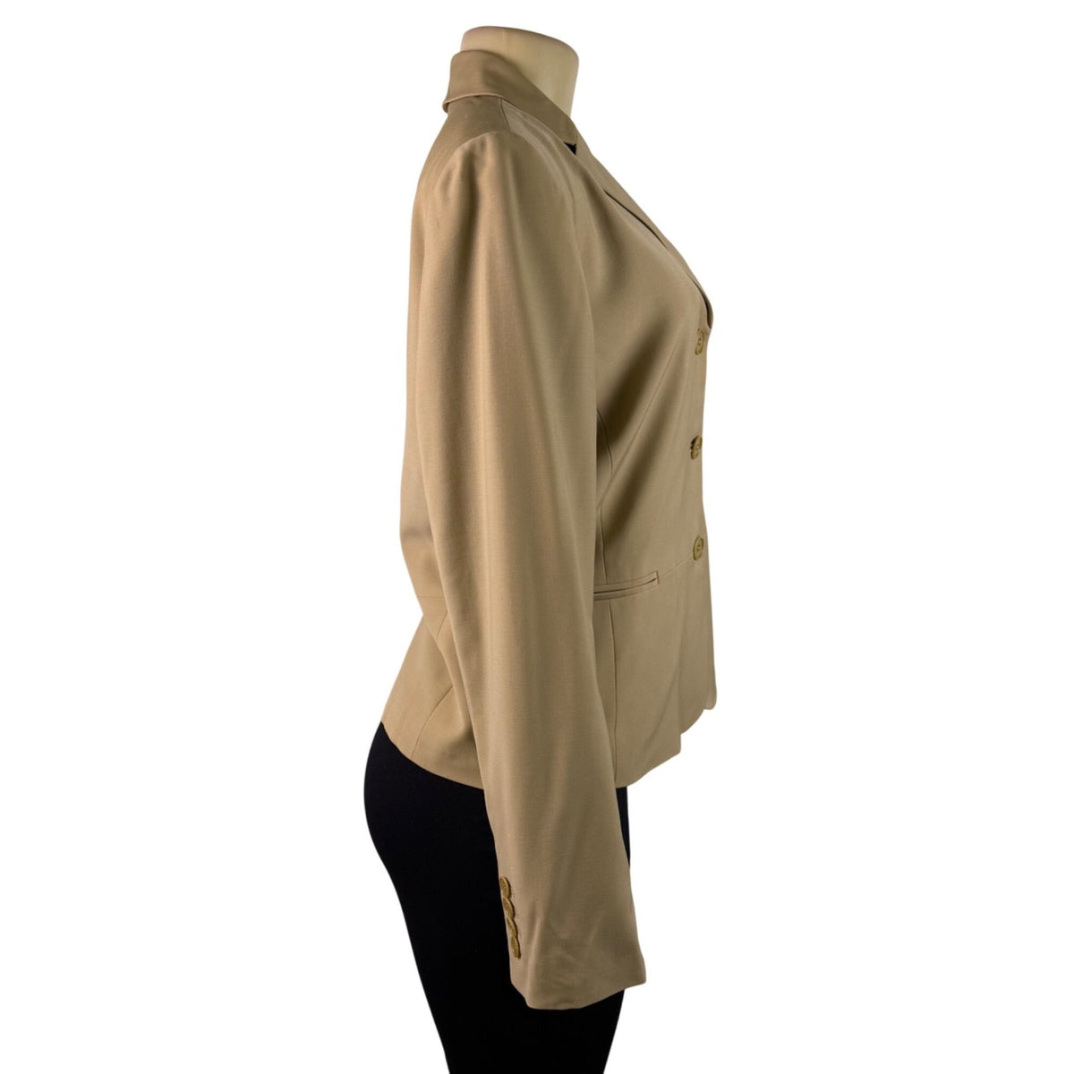 Talbots Womens Beige Wool Blend Grace Fit Blazer Jacket Button-Front Size 8