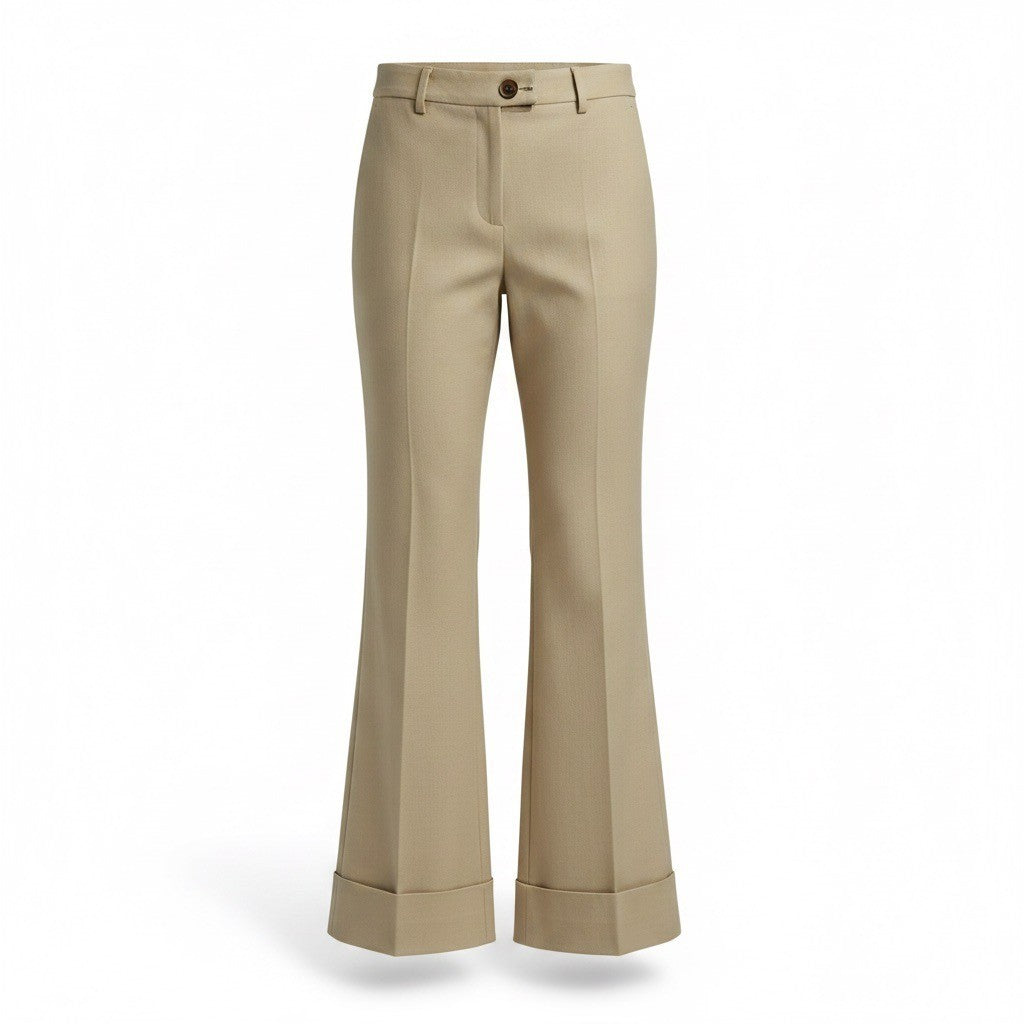 Ann Taylor Womens Beige Linen Blend Flare Dress Pants Size 10P