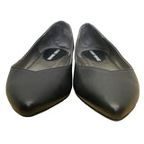 Audrey Brooke Women’s Black Leather Cici Taper Toe Flat Shoes Size 8M
