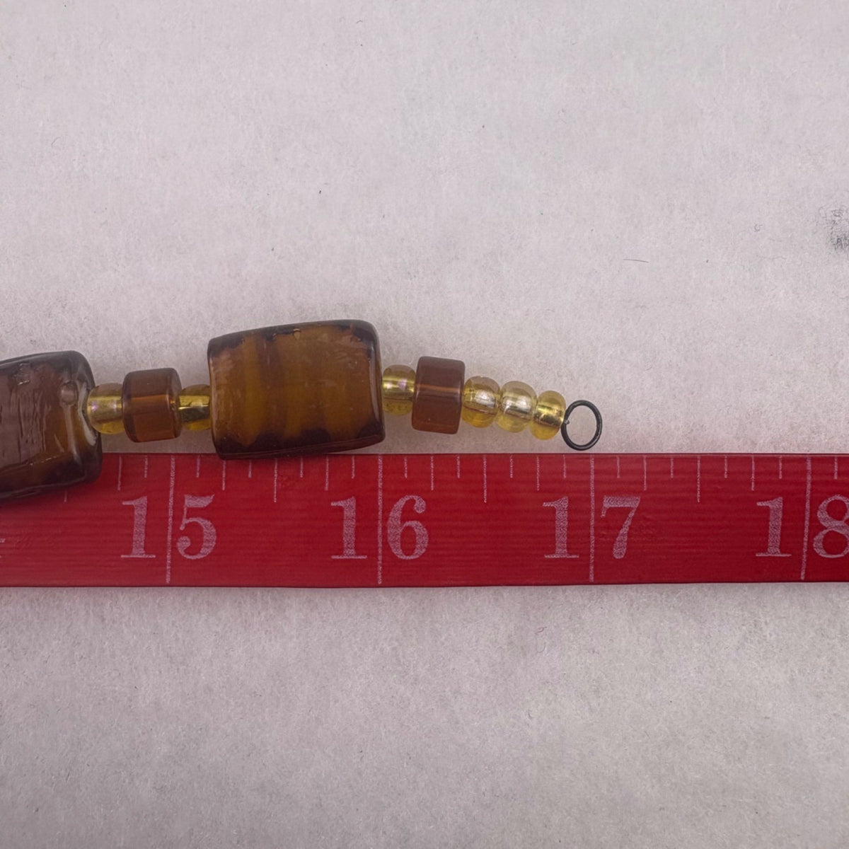 Vintage Womens Amber Glass Necklace Square Beads Brown Unique