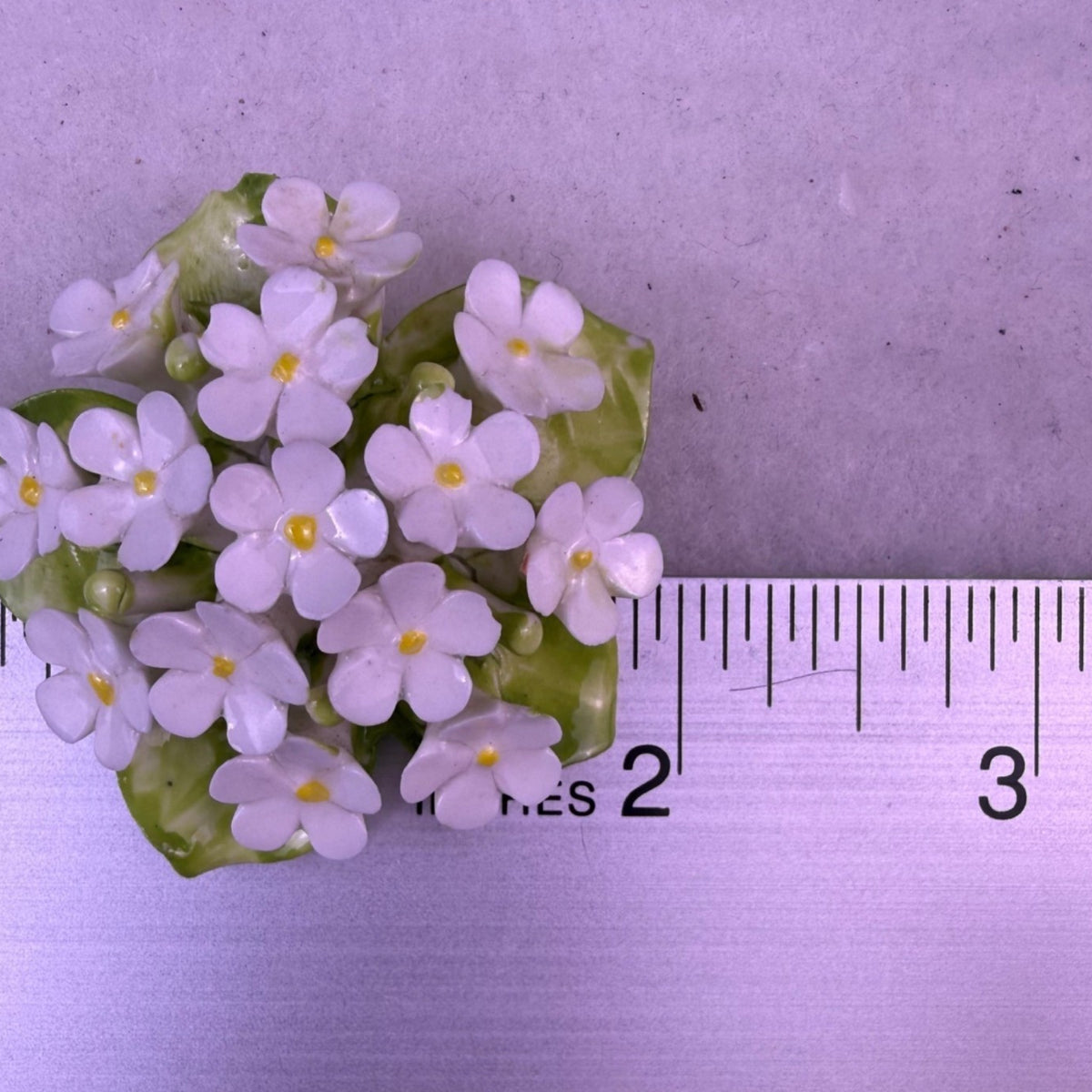 Cara China Green/Purple Porcelain Floral Brooch Flower Bouquet Made England