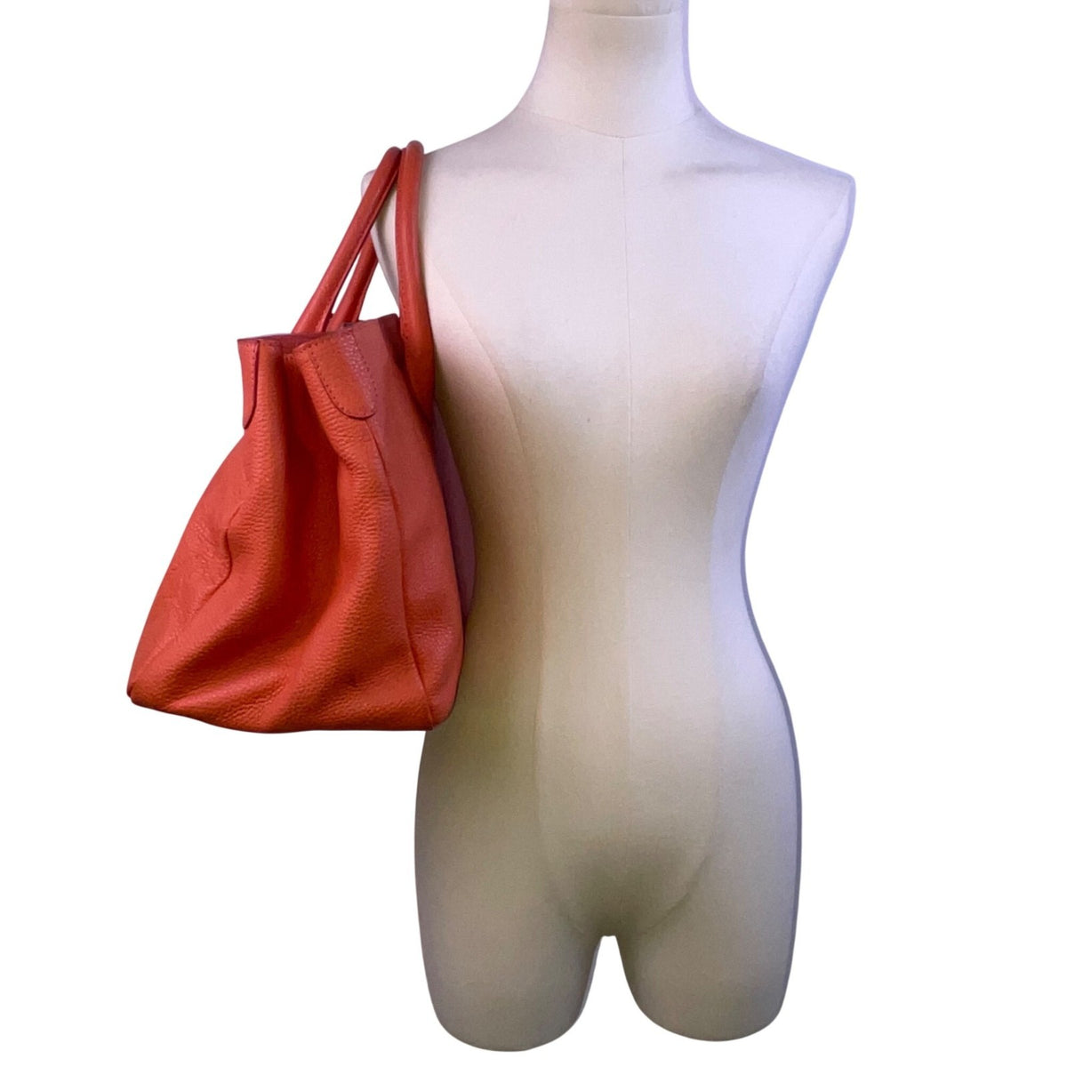 Mark & Graham Women’s Red Leather Gold BCB Initial Details Tote Bag Size L