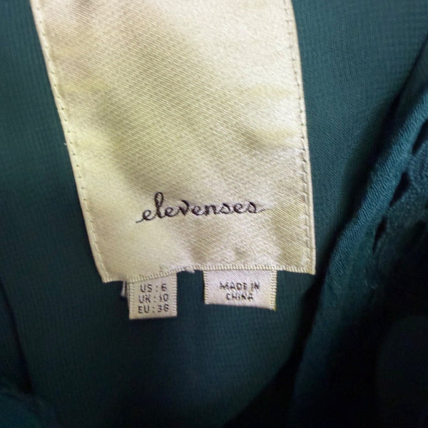 Elevenses Womens Teal Jumpsuit With Lace Accents Belted Wide-Leg Sleeveless Sz 6