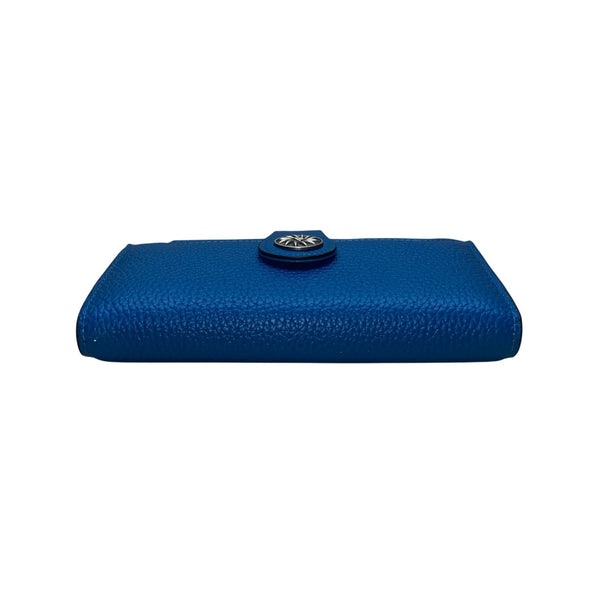 Travelambo Women’s Blue Faux Leather Wallet Clutch With Snap Button Closure